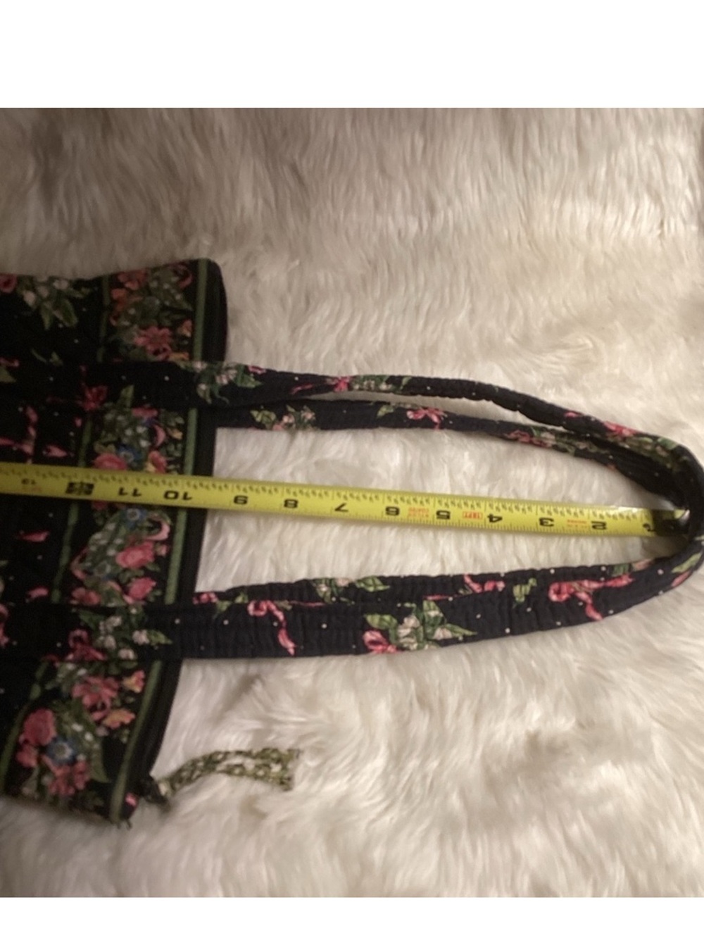 Vera Bradley Quilted Floral Shoulder Bag in Black and Pink - Picture 3 of 5